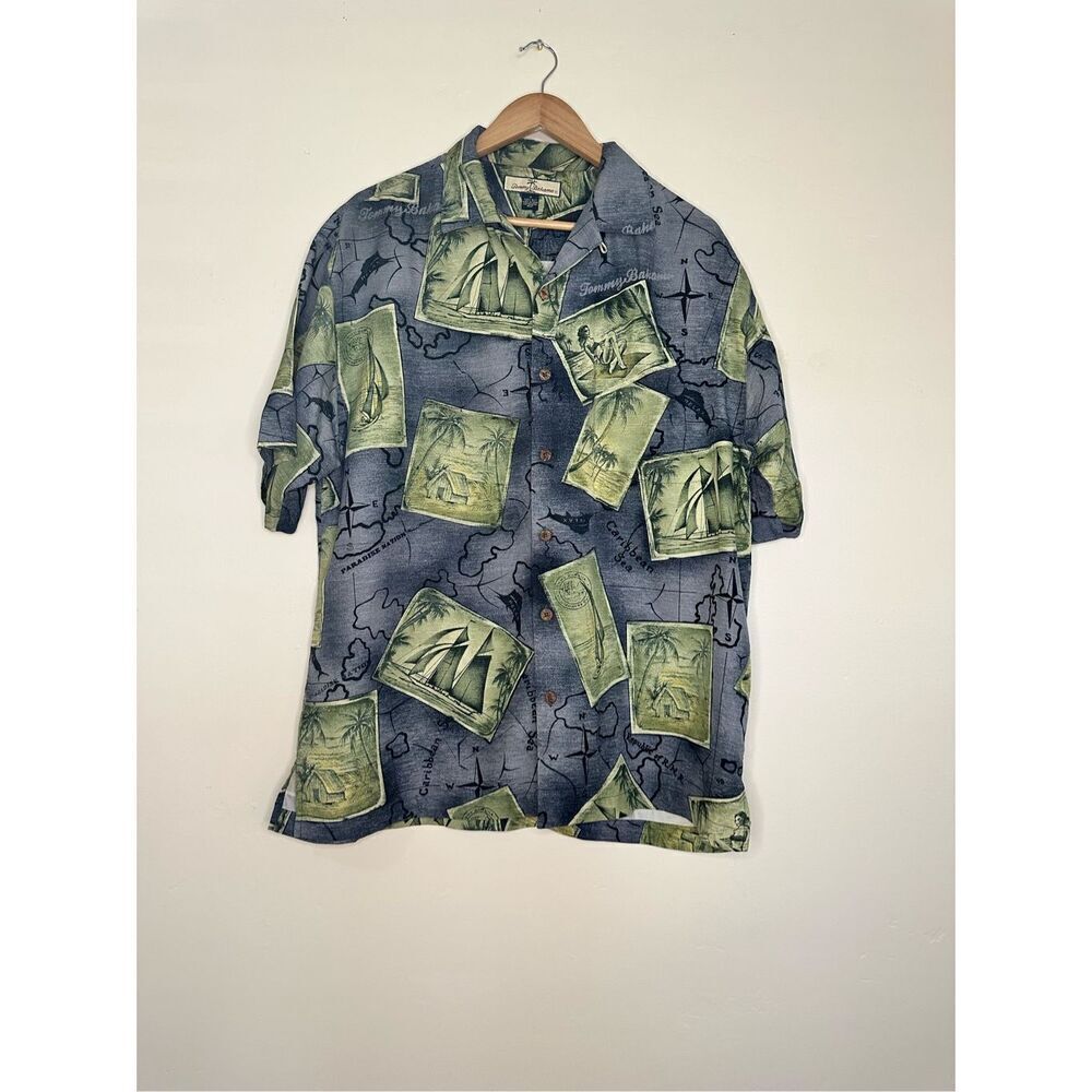 Tommy Bahama Men’s Blue Caribbean Island Vibes Silk Button Down Shirt Medium